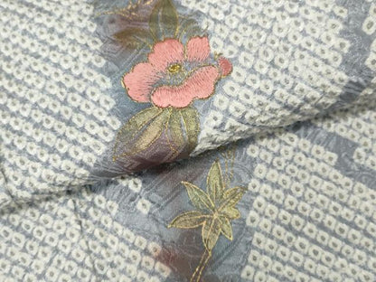 平和屋着物●訪問着　絞り　刺繍　草花文　金彩　三越扱い　正絹　逸品　CAAZ2788ut