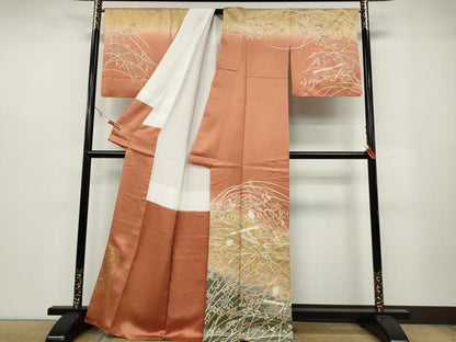 平和屋着物●訪問着　作家物　駒刺繍　横笛枝花文　暈し染め　正絹　逸品　CAAZ2791ut