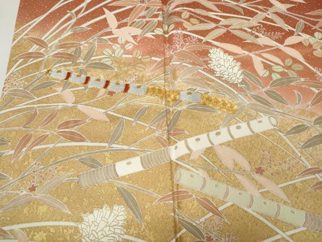 平和屋着物●訪問着　作家物　駒刺繍　横笛枝花文　暈し染め　正絹　逸品　CAAZ2791ut