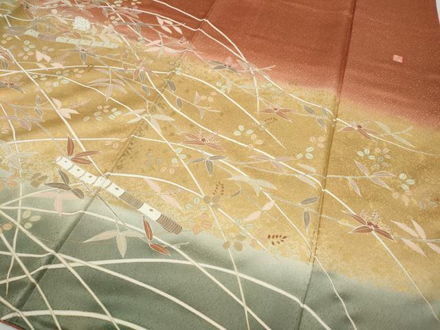 平和屋着物●訪問着　作家物　駒刺繍　横笛枝花文　暈し染め　正絹　逸品　CAAZ2791ut