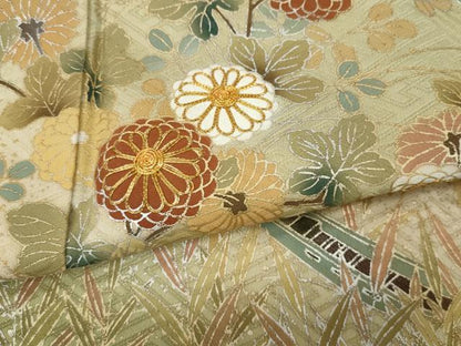 平和屋着物●訪問着 駒刺繍 流水鴛鴦花文 暈し染め 金銀彩 正絹 逸品 CAAZ2796ut