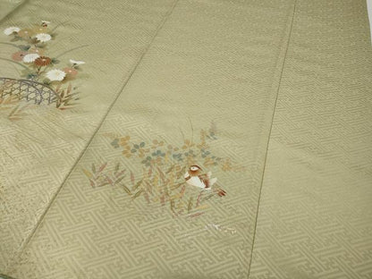 平和屋着物●訪問着 駒刺繍 流水鴛鴦花文 暈し染め 金銀彩 正絹 逸品 CAAZ2796ut