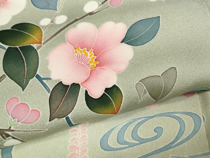 平和屋着物●訪問着 友禅 流水籬枝花文 暈し染め 正絹 逸品 CAAZ2798ut