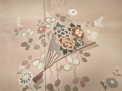 平和屋着物●訪問着 駒刺繍 扇草花文 暈し染め 金銀彩 正絹 逸品 CAAZ2800ut