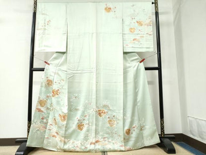 平和屋着物●創業460年・千總 訪問着 駒刺繍 浜松枝垂れ花文 金彩 大丸扱い 正絹 逸品 CAAZ2801yc