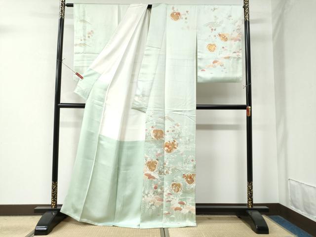 平和屋着物●創業460年・千總 訪問着 駒刺繍 浜松枝垂れ花文 金彩 大丸扱い 正絹 逸品 CAAZ2801yc