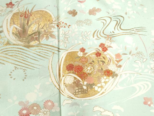 平和屋着物●創業460年・千總 訪問着 駒刺繍 浜松枝垂れ花文 金彩 大丸扱い 正絹 逸品 CAAZ2801yc