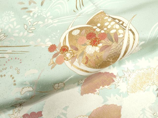 平和屋着物●創業460年・千總 訪問着 駒刺繍 浜松枝垂れ花文 金彩 大丸扱い 正絹 逸品 CAAZ2801yc