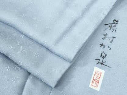 平和屋着物●本加賀友禅作家 藤村加泉監修 色無地 花唐草地紋 淡藤色 正絹 逸品 未使用 CAAZ2822yc