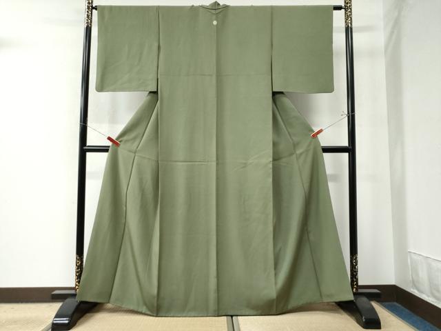 平和屋着物●江戸小紋 万筋 麹塵色×利休鼠色 正絹 逸品 CAAZ2825yc