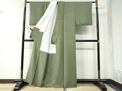平和屋着物●江戸小紋 万筋 麹塵色×利休鼠色 正絹 逸品 CAAZ2825yc