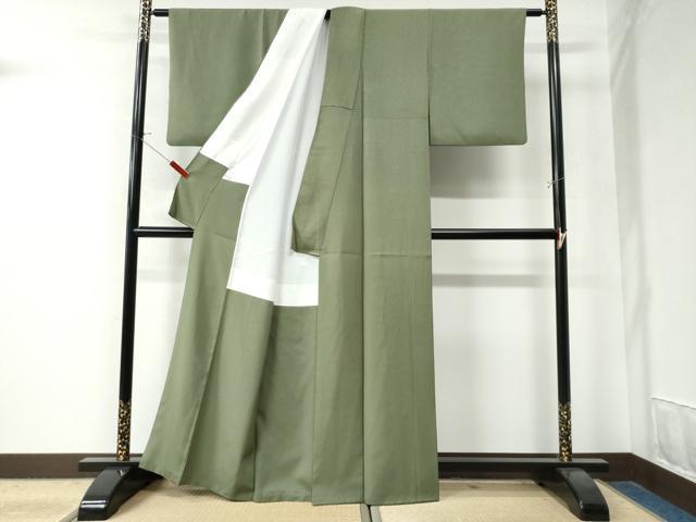 平和屋着物●江戸小紋 万筋 麹塵色×利休鼠色 正絹 逸品 CAAZ2825yc
