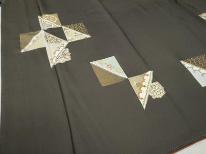 平和屋着物●訪問着 駒刺繍 色紙吉祥花唐草文 金彩 正絹 逸品 CAAZ2836yc