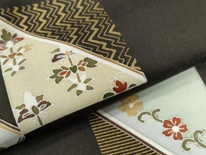 平和屋着物●訪問着 駒刺繍 色紙吉祥花唐草文 金彩 正絹 逸品 CAAZ2836yc