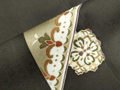 平和屋着物●訪問着 駒刺繍 色紙吉祥花唐草文 金彩 正絹 逸品 CAAZ2836yc