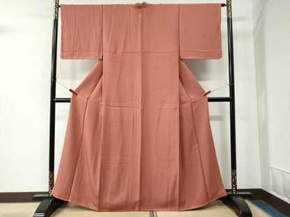 平和屋着物●上質な色無地　甚三紅色　正絹　逸品　未使用　CAAZ2838yc