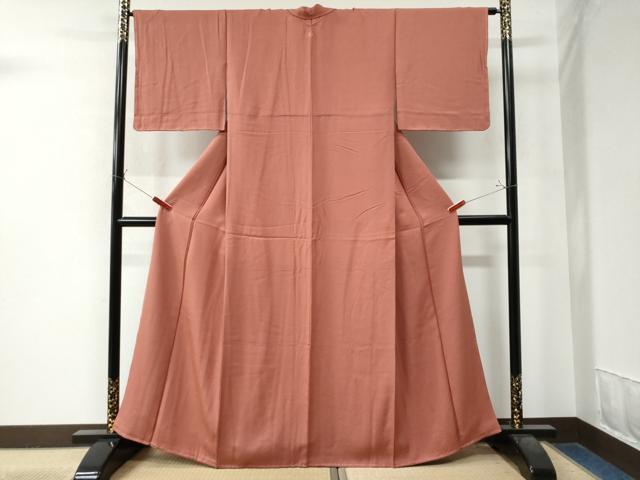 平和屋着物●上質な色無地　甚三紅色　正絹　逸品　未使用　CAAZ2838yc
