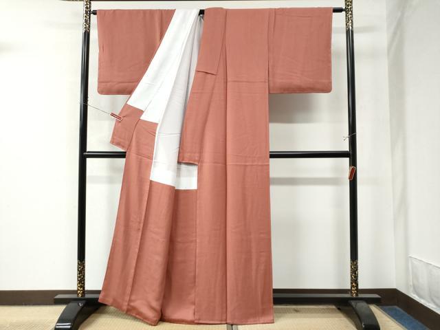 平和屋着物●上質な色無地　甚三紅色　正絹　逸品　未使用　CAAZ2838yc