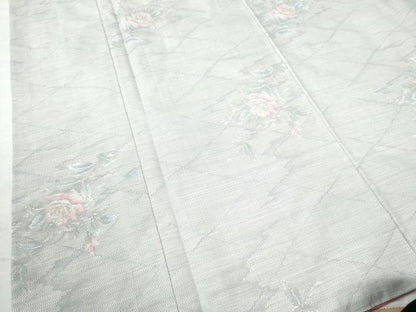 平和屋着物●本場大島紬 白大島 9マルキ 総絣 網目霞草花文 正絹 逸品 未使用 CAAZ2846yc