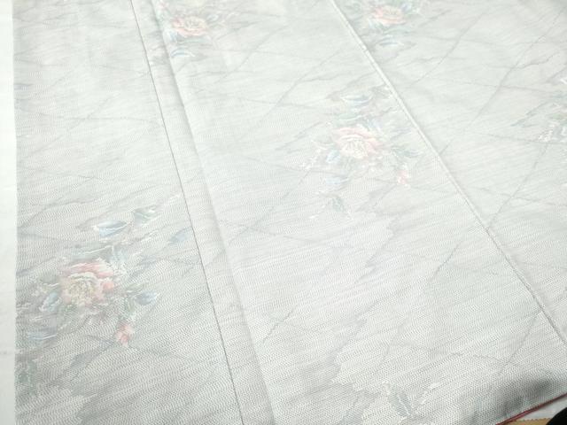 平和屋着物●本場大島紬 白大島 9マルキ 総絣 網目霞草花文 正絹 逸品 未使用 CAAZ2846yc