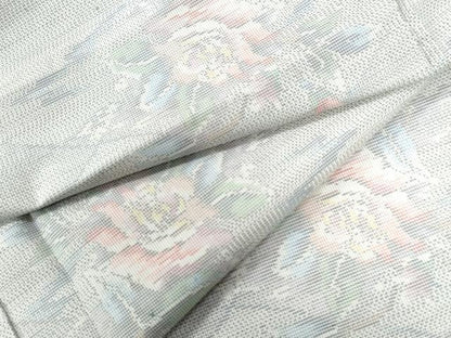 平和屋着物●本場大島紬 白大島 9マルキ 総絣 網目霞草花文 正絹 逸品 未使用 CAAZ2846yc
