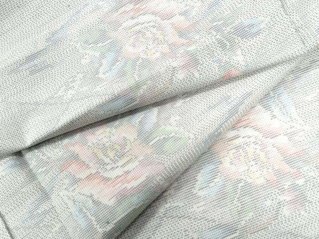 平和屋着物●本場大島紬 白大島 9マルキ 総絣 網目霞草花文 正絹 逸品 未使用 CAAZ2846yc
