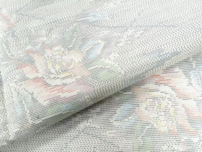 平和屋着物●本場大島紬 白大島 9マルキ 総絣 網目霞草花文 正絹 逸品 未使用 CAAZ2846yc