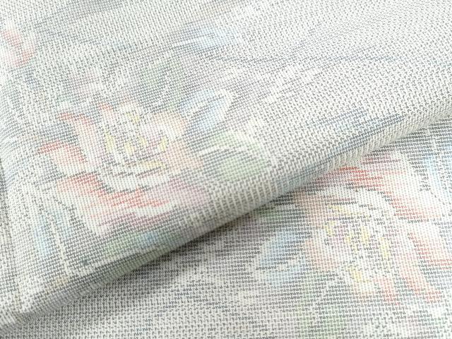 平和屋着物●本場大島紬 白大島 9マルキ 総絣 網目霞草花文 正絹 逸品 未使用 CAAZ2846yc