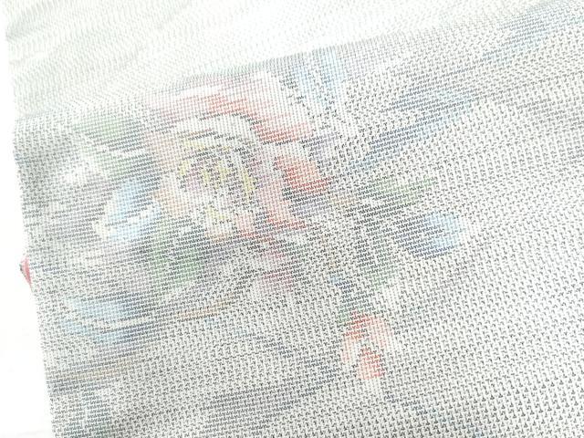 平和屋着物●本場大島紬 白大島 9マルキ 総絣 網目霞草花文 正絹 逸品 未使用 CAAZ2846yc