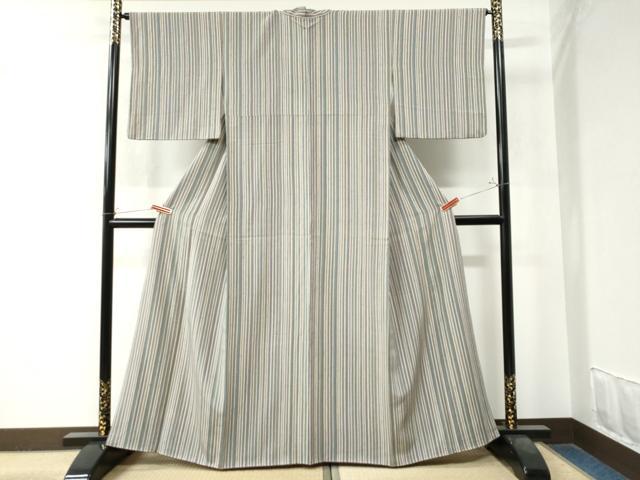 平和屋着物●上質な小紋　竹並び文　御召縮緬　正絹　逸品　CAAZ2857yc