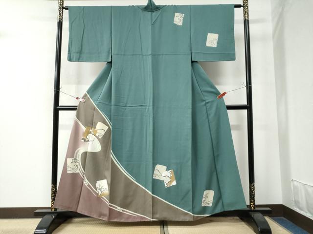 平和屋着物●訪問着　立波破れ色紙松竹梅　暈し染め　金彩　正絹　逸品　CAAZ2862yc