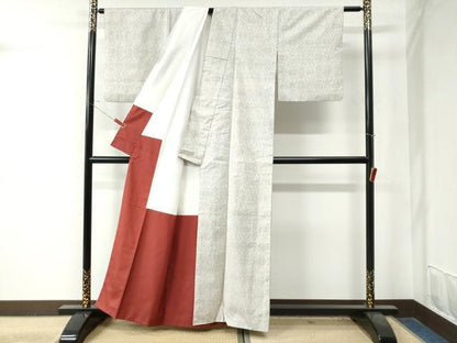 平和屋着物●本場大島紬　白大島　7マルキ　吉祥文　正絹　逸品　CABE2445yc