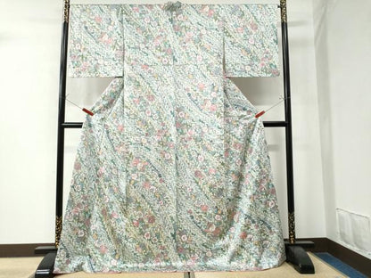 平和屋着物●上質な小紋 辻が花 絞り 金彩 ロング丈 正絹 逸品 未使用 CAAZ2897yc