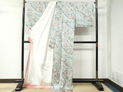 平和屋着物●上質な小紋 辻が花 絞り 金彩 ロング丈 正絹 逸品 未使用 CAAZ2897yc