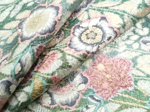 平和屋着物●上質な小紋 辻が花 絞り 金彩 ロング丈 正絹 逸品 未使用 CAAZ2897yc