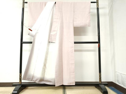 平和屋着物●結城紬　色無地　薄桜色　正絹　逸品　CAAZ2900yc