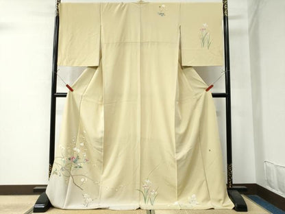平和屋着物●訪問着 友禅 作家物 枝花文 暈し染め ロング丈 正絹 逸品 CAAZ2940yc