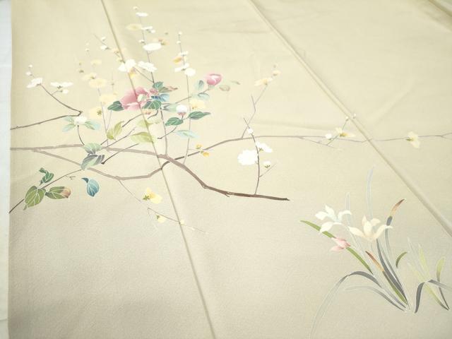 平和屋着物●訪問着 友禅 作家物 枝花文 暈し染め ロング丈 正絹 逸品 CAAZ2940yc