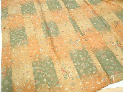 平和屋着物∞道行コート　ロング丈　お召地　鳳凰宝尽くし吉祥文　正絹　逸品　CAAZ2949yc