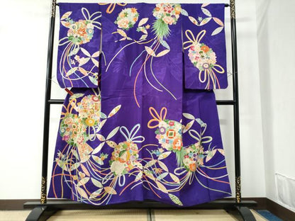 平和屋着物●セミアンティーク 大正ロマン 訪問着 駒刺繍 宝尽くし吉祥花唐草文 金彩 正絹 逸品 CAAZ2950yc
