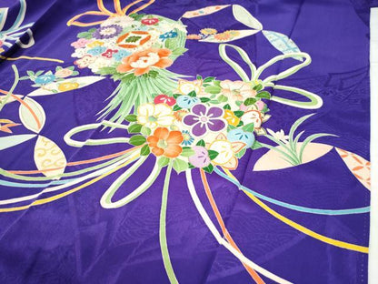 平和屋着物●セミアンティーク 大正ロマン 訪問着 駒刺繍 宝尽くし吉祥花唐草文 金彩 正絹 逸品 CAAZ2950yc