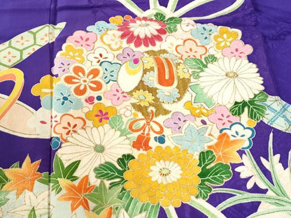 平和屋着物●セミアンティーク 大正ロマン 訪問着 駒刺繍 宝尽くし吉祥花唐草文 金彩 正絹 逸品 CAAZ2950yc