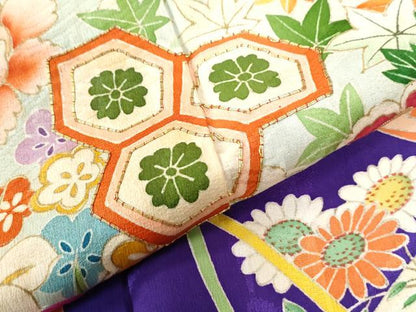 平和屋着物●セミアンティーク 大正ロマン 訪問着 駒刺繍 宝尽くし吉祥花唐草文 金彩 正絹 逸品 CAAZ2950yc