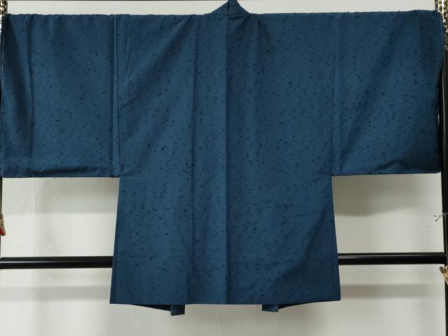 平和屋着物●男性 紬 髭紬羽織セット 色無地 青藍色 キングサイズ 正絹 逸品 未使用 CAAZ2971yc