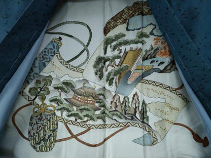 平和屋着物●男性 紬 髭紬羽織セット 色無地 青藍色 キングサイズ 正絹 逸品 未使用 CAAZ2971yc