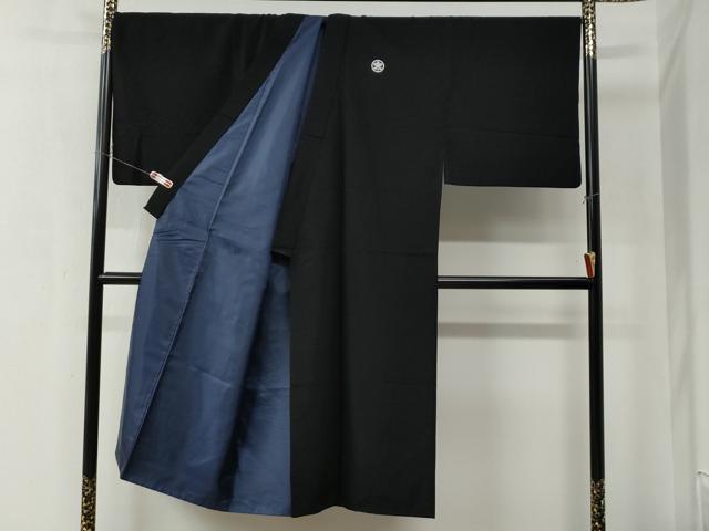 平和屋着物●男性 黒紋付 キングサイズ 洗える着物 CAAZ2974yc