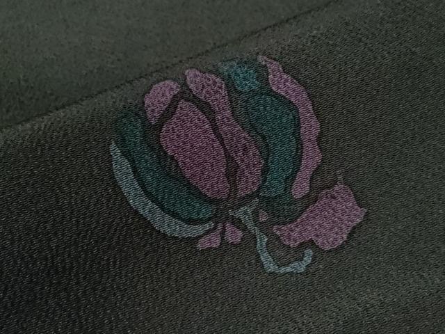 平和屋着物●上質な小紋 型染め 成り物 黒地 鬼しぼ縮緬 正絹 逸品 CAAZ3012yc