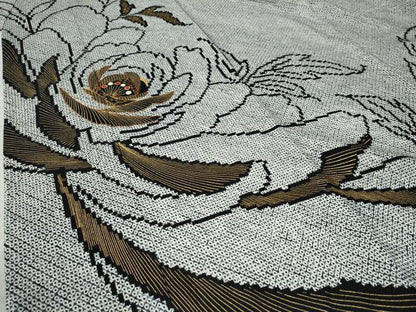 平和屋着物●豪華振袖 総絞り 駒刺繍 牡丹 黒地 金彩 鈴乃屋扱い 正絹 逸品 CAAZ3020yc