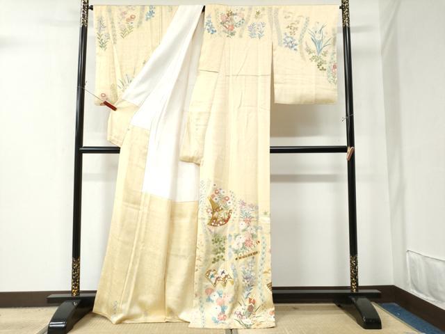 平和屋着物●訪問着 作家物 駒刺繍 扇冊子楽器吉祥花文 金彩 鈴乃屋扱い 正絹 逸品 CAAZ3045yc
