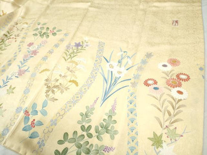 平和屋着物●訪問着 作家物 駒刺繍 扇冊子楽器吉祥花文 金彩 鈴乃屋扱い 正絹 逸品 CAAZ3045yc